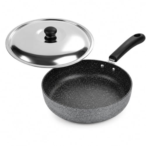 KANCHAN Enrica Fry Pan with SS Lid, 3.0mm Series (Medium 250 MM)
