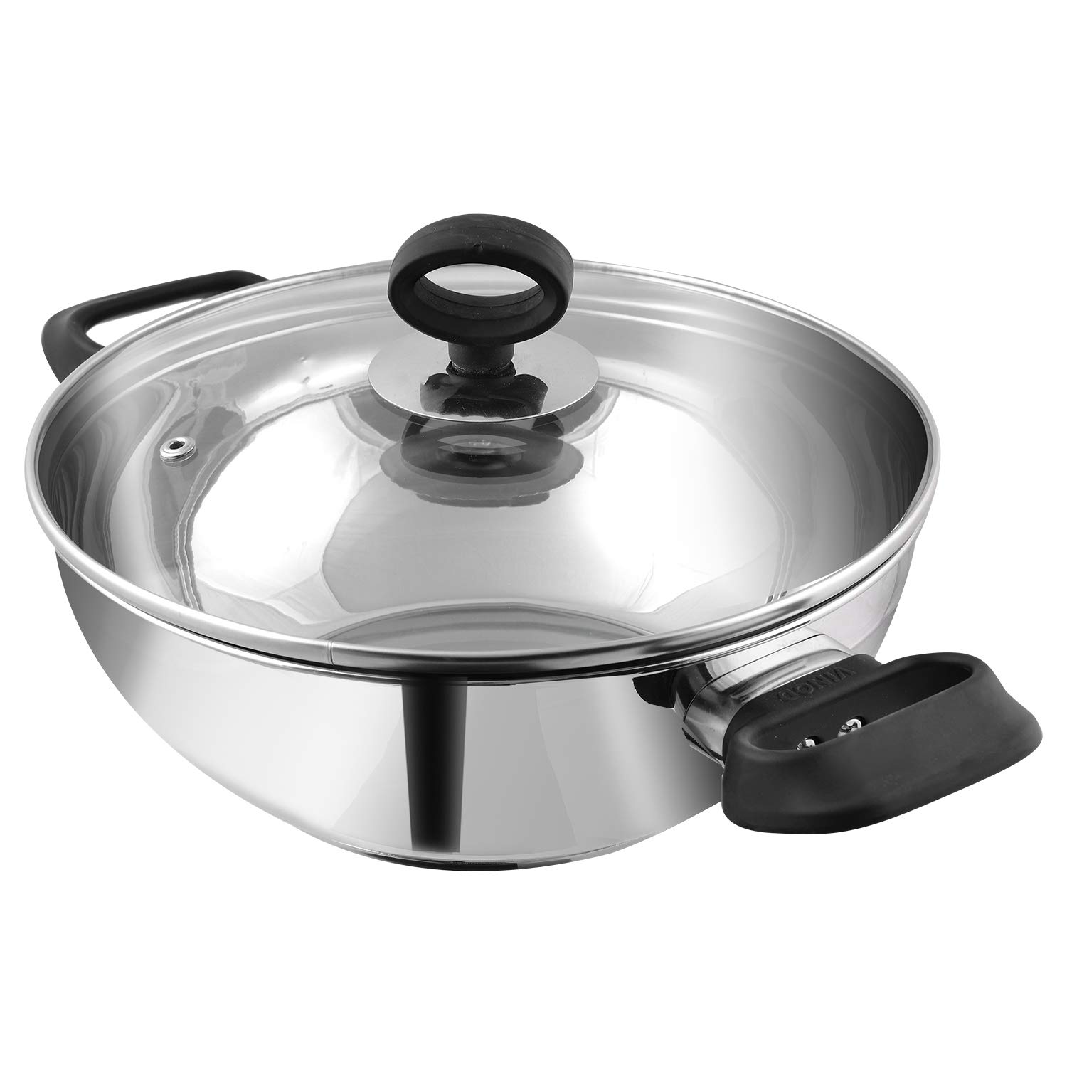 Vinod Stainless Steel Deluxe Kadai with Glass Lid - 30 cm, 5.5 L (Induction Friendly)