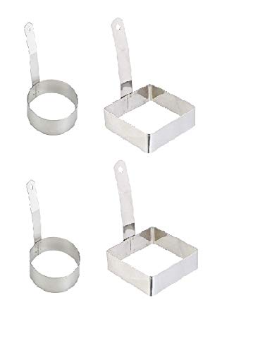 Dynore 2 Round and 2 Square egg ring with Handle Set of 4 DS_947