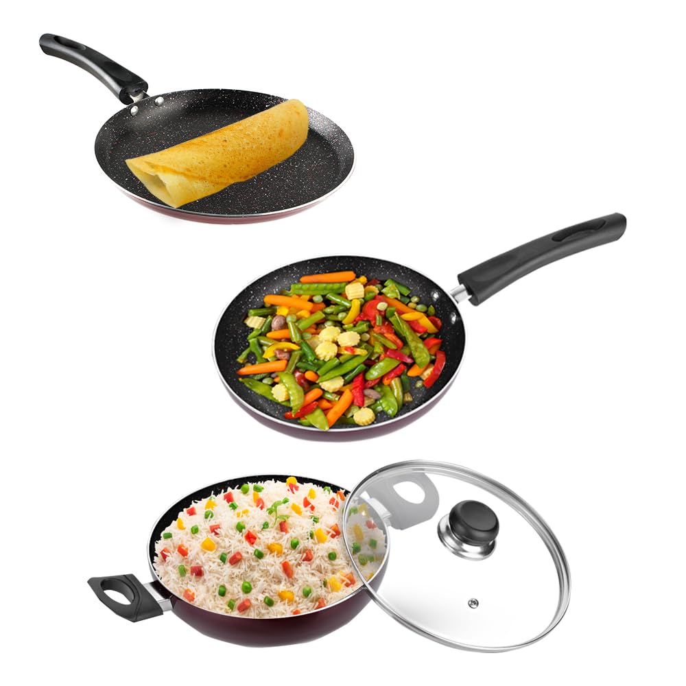VC464 3 PCS SUPREME SET DOSA TAWA AND KADAI 3SPDKF