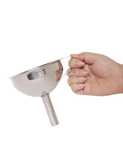 KMW Stainless Steel Funnel with Detachable Strainer I Professional for Home & Restaurant use I 5.5", Large