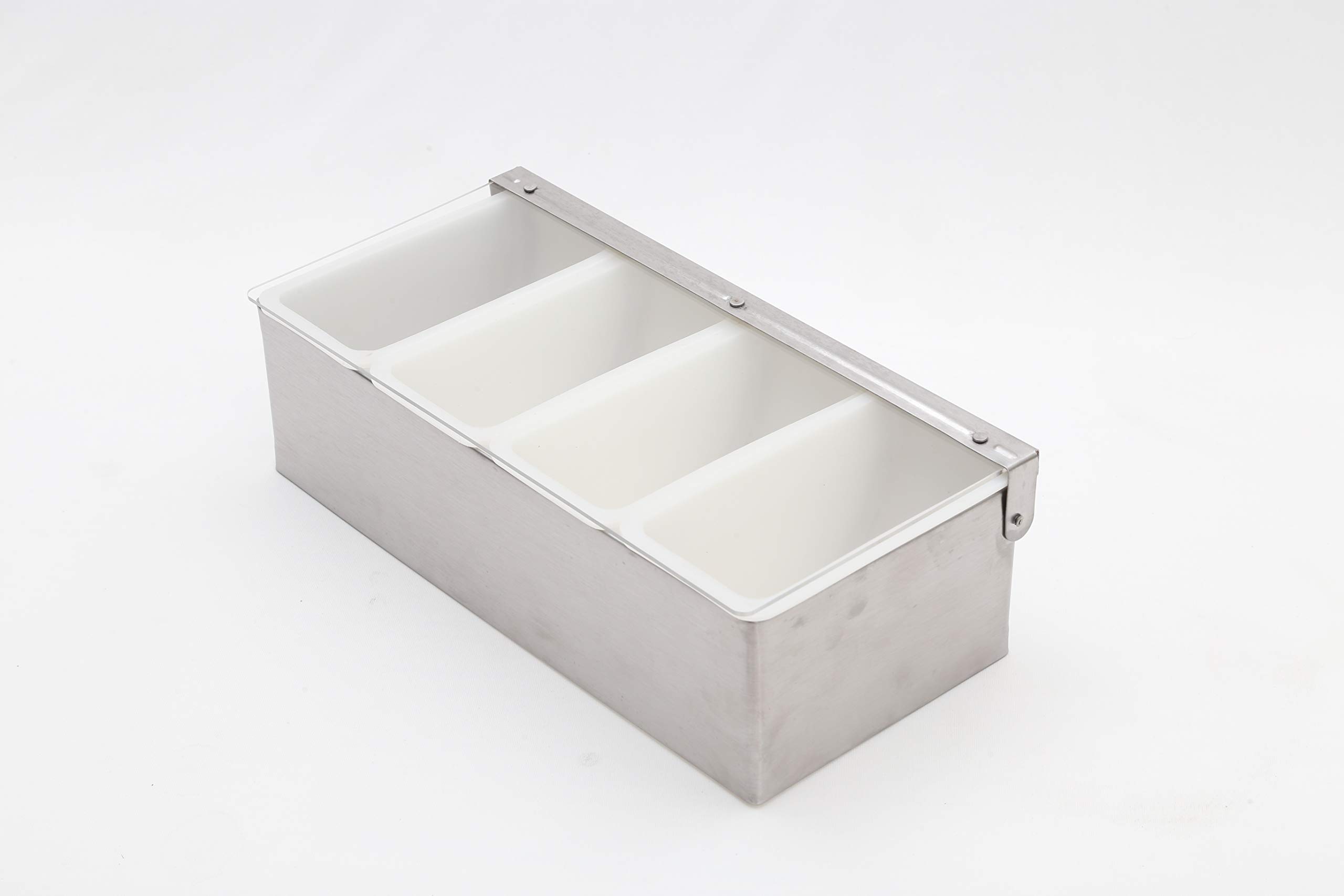 KMW Condiment Dispenser with 6 Compartments and Lids | Stainless Steel Medium-Sized Organizer for Sauces, Toppings, and Garnishes | Ideal for BBQs, Buffets, and Kitchen Use