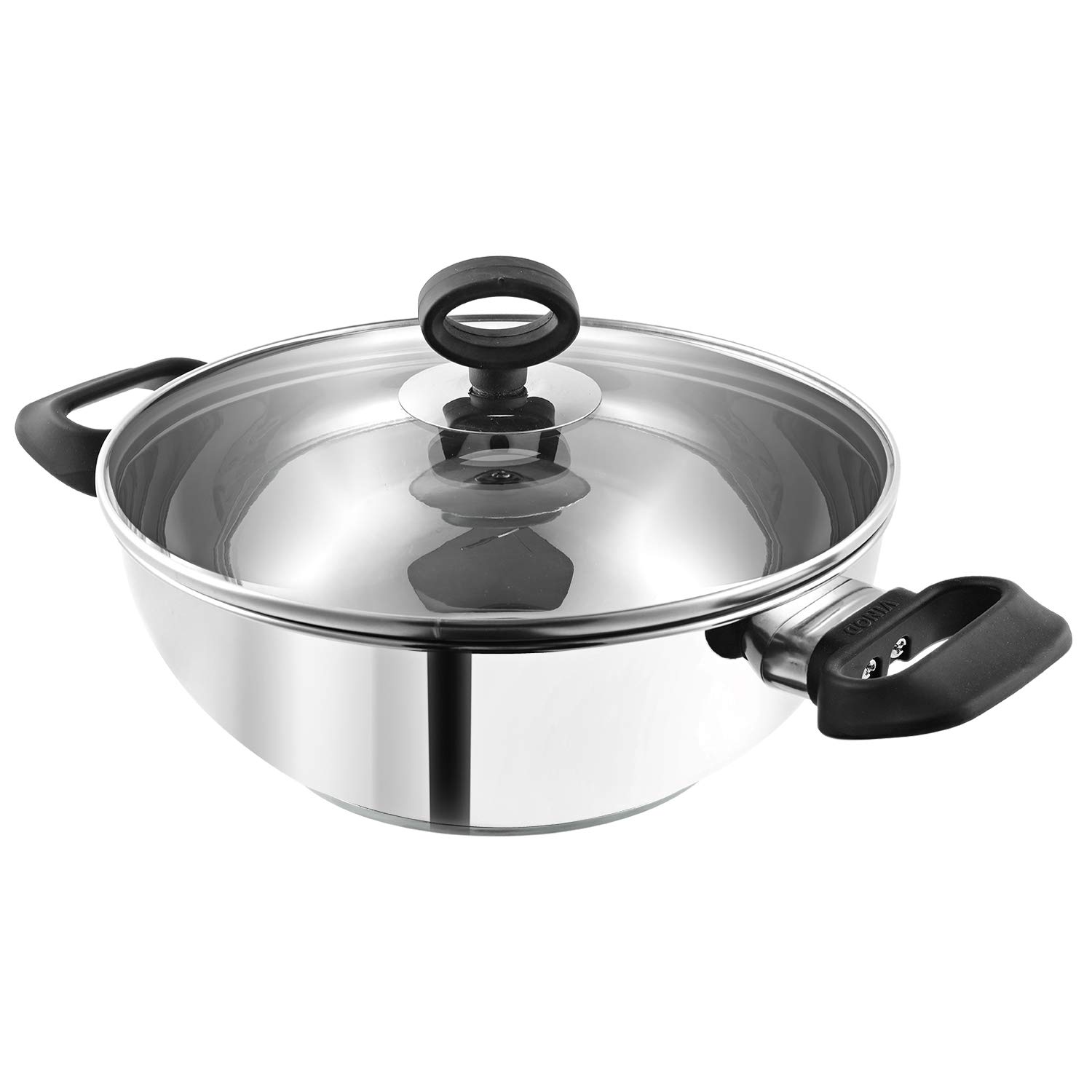 Vinod Stainless Steel Deluxe Kadai with Glass Lid - 24 cm, 2.8 L (Induction Friendly)
