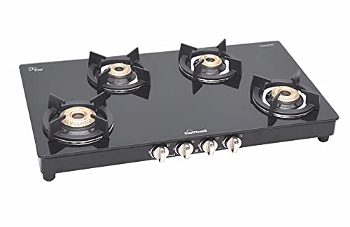 SUNFLAME Glass Top MEGA 4B BK AI Gas Stove, Black
