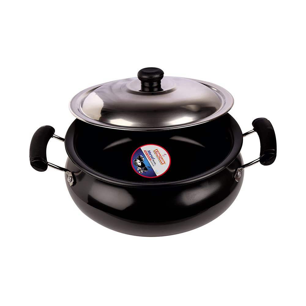 Kanchan Hard Anodized Marvel Handi 15inch | 3 mm Thick | Cooking Pot for Biryani, Curries & Dum Cooking | Long-Lasting & Easy-to-Clean Durable Non-Stick Surface