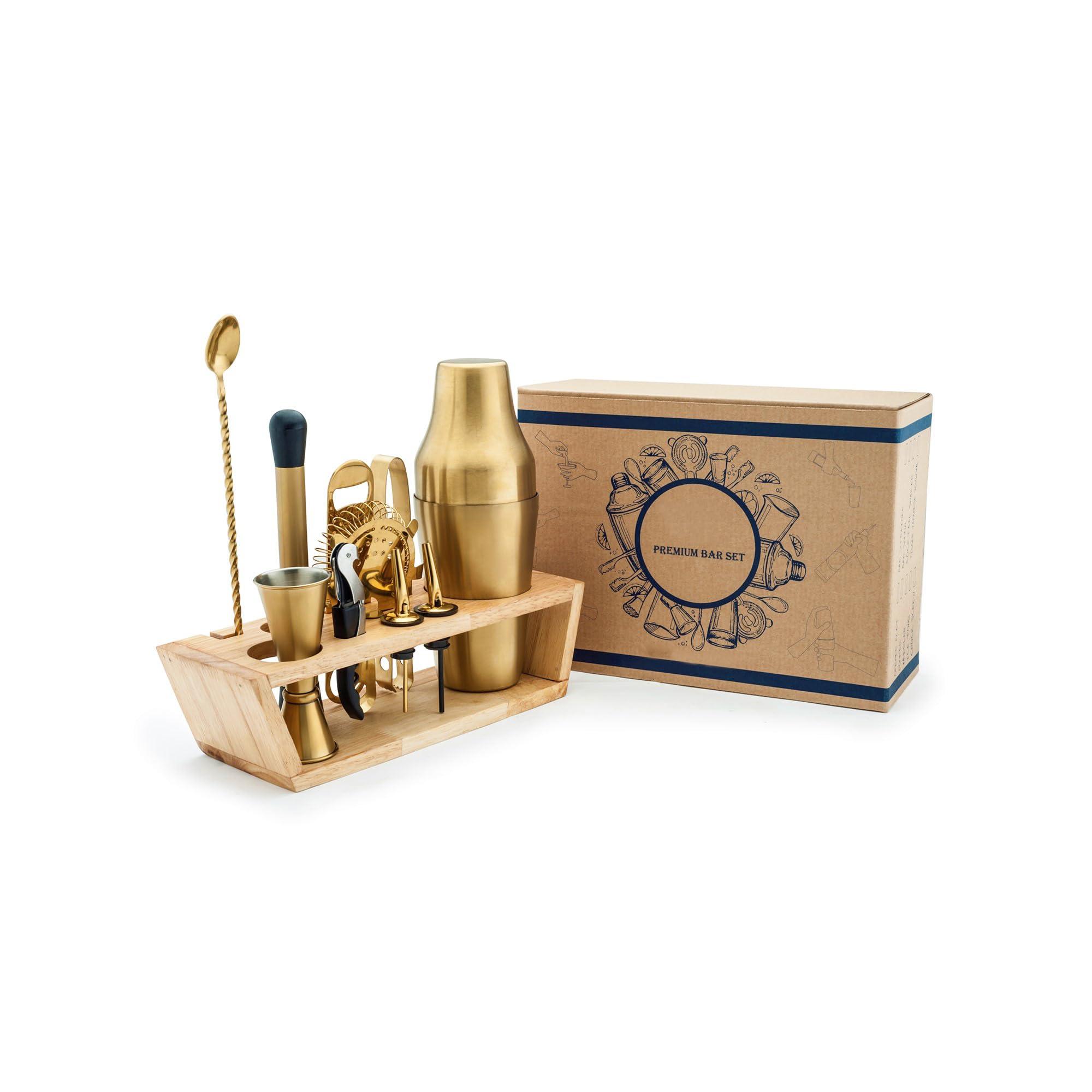 KMW SS Premium 11PCS Gold PVD Bar Set BRSG210W