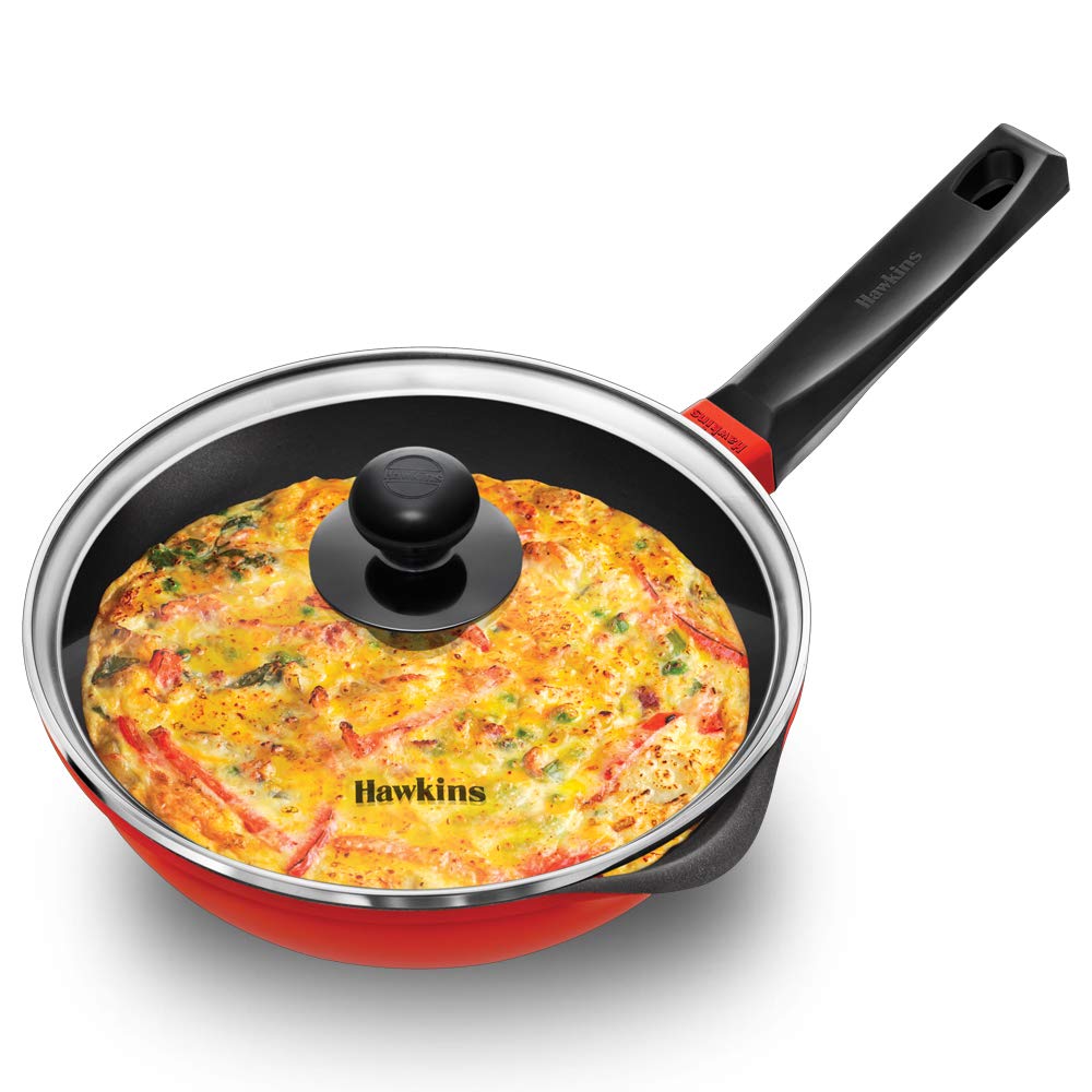 Hawkins 24 cm Die Cast Induction Compatible Frying Pan with glass lid