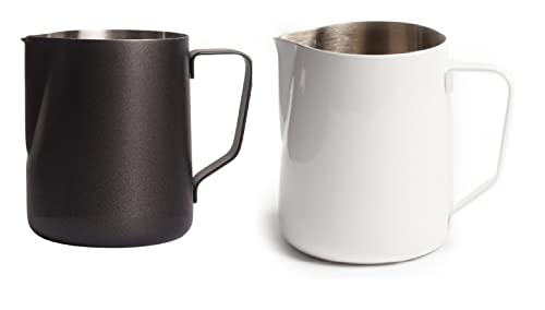 Dynore SS Black/White Milk Jug Stainless Matte 600/800ML Set of 2 DS_1368