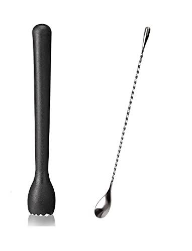 Dynore Bar Spoon with Black PVC Muddler Set of 2 DS_1394