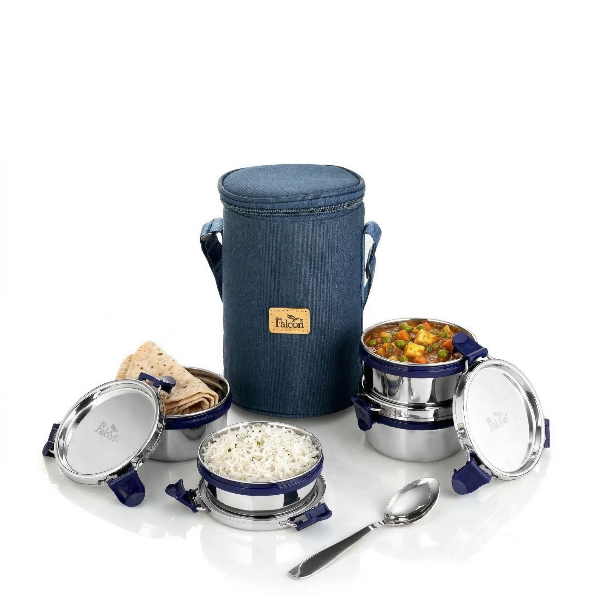 Pddfalcon Eco Nxt Lunch Box Set of 4 with Bag Blue 1100Ml FP11009