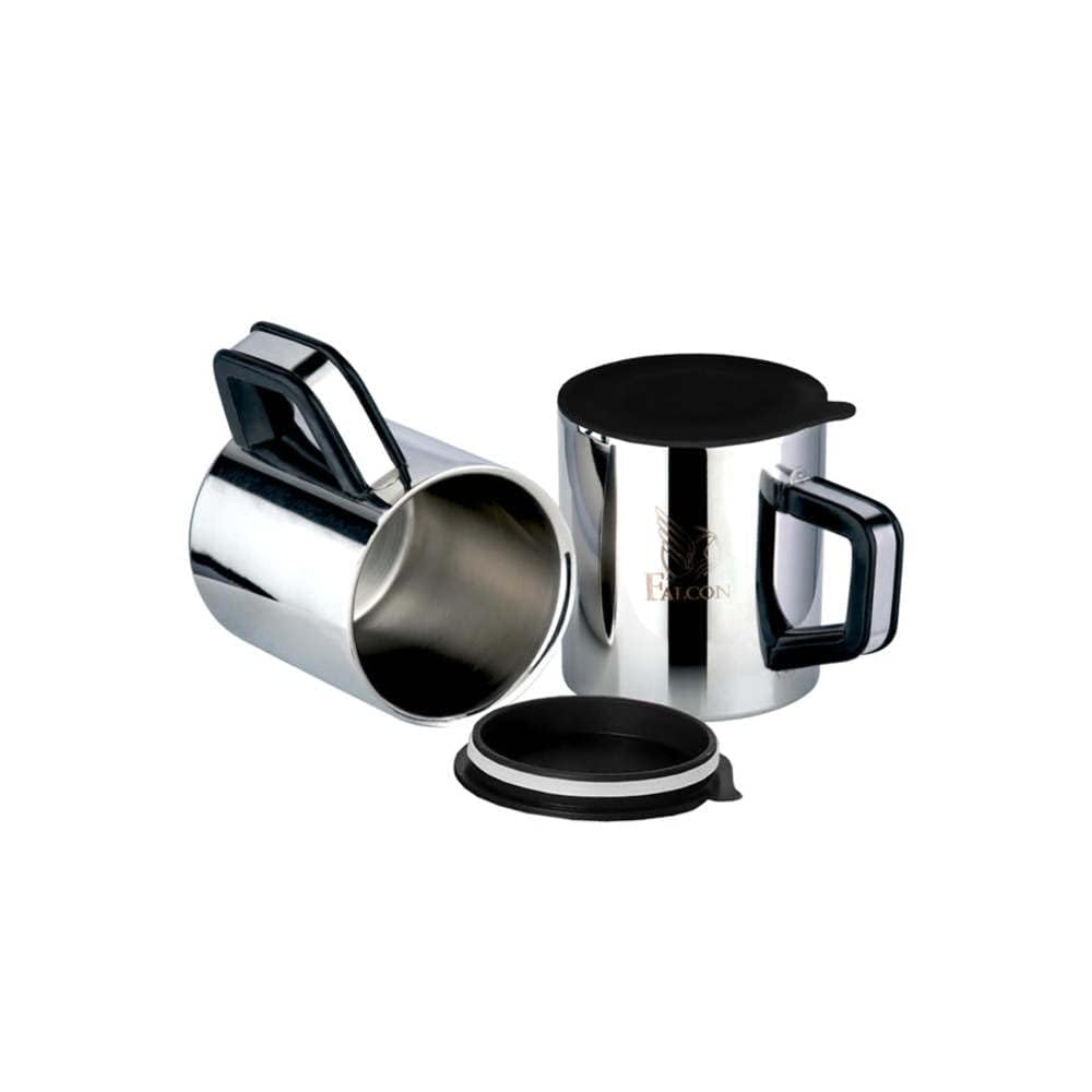 Pddfalcon Bakelight Mug with Lid Set of 2 Silver 280Ml FP27023