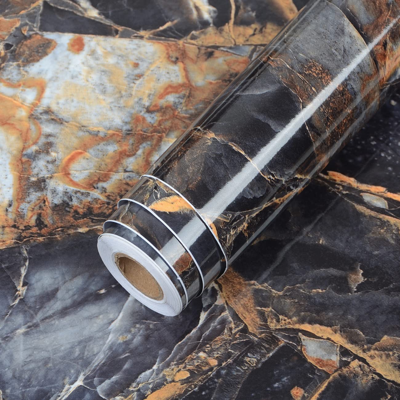 Skin Poster Marble Wall Stickers Grey Marble Gloss 12 x 48 Inch