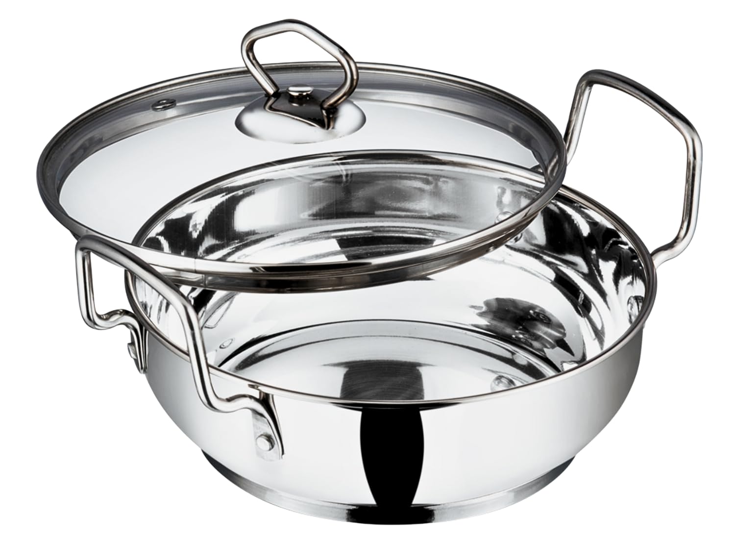 Vinod Stainless Steel Kadai with Glass Lid - 30 cm, 5.8 L (Induction Friendly)