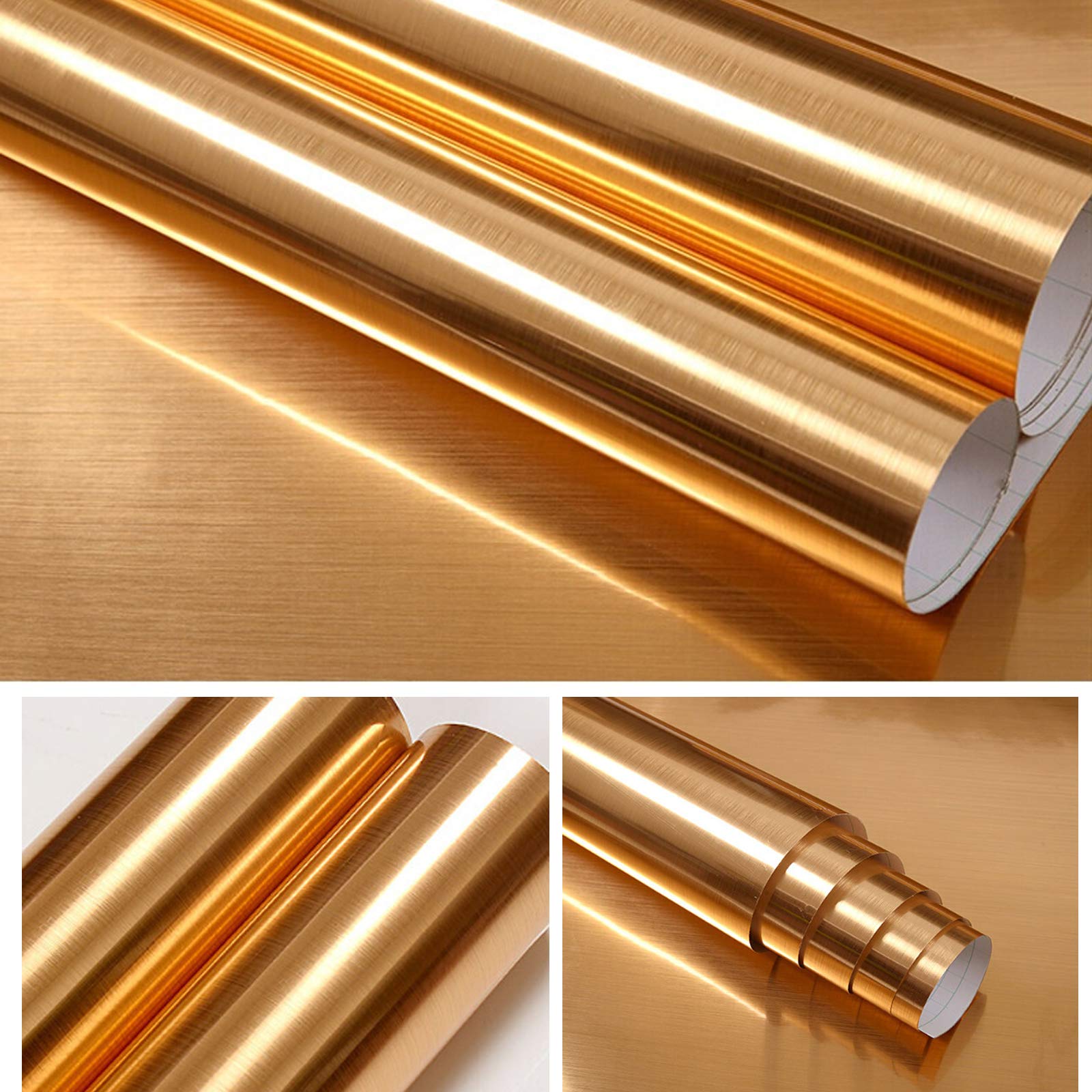 Skin Poster Wall Stickers Wallpaper Golden Brush 12 x 48 Inch