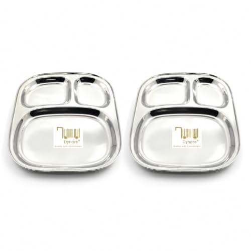 Dynore Stainless Steel 3 in 1 Partition Plate Set of 2 DS_1108