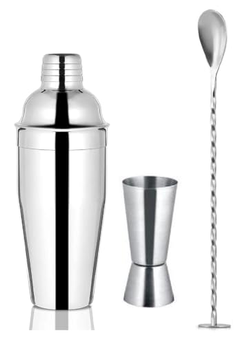 Dynore 3 Pcs Bar Set-Cocktail Shaker, Peg Measure and Mixing Stirrer DS_1538