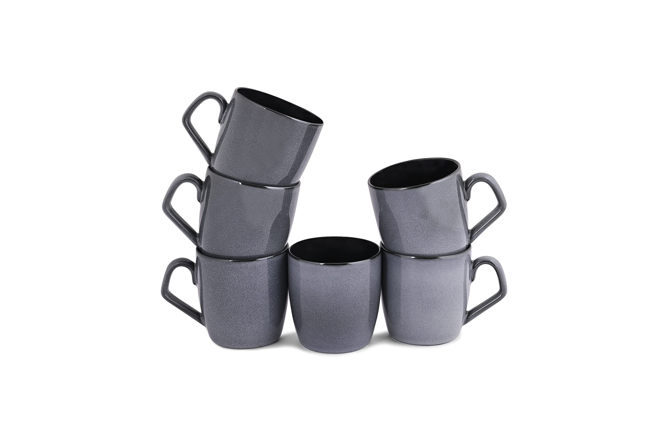 Hitkari Porcelain Coffee Mug 6 Pc.| White | 6 Pc. Coffee Mug for Morning & Evening Tea | Set of 6 Pc. (Blue Elegance Mugs)