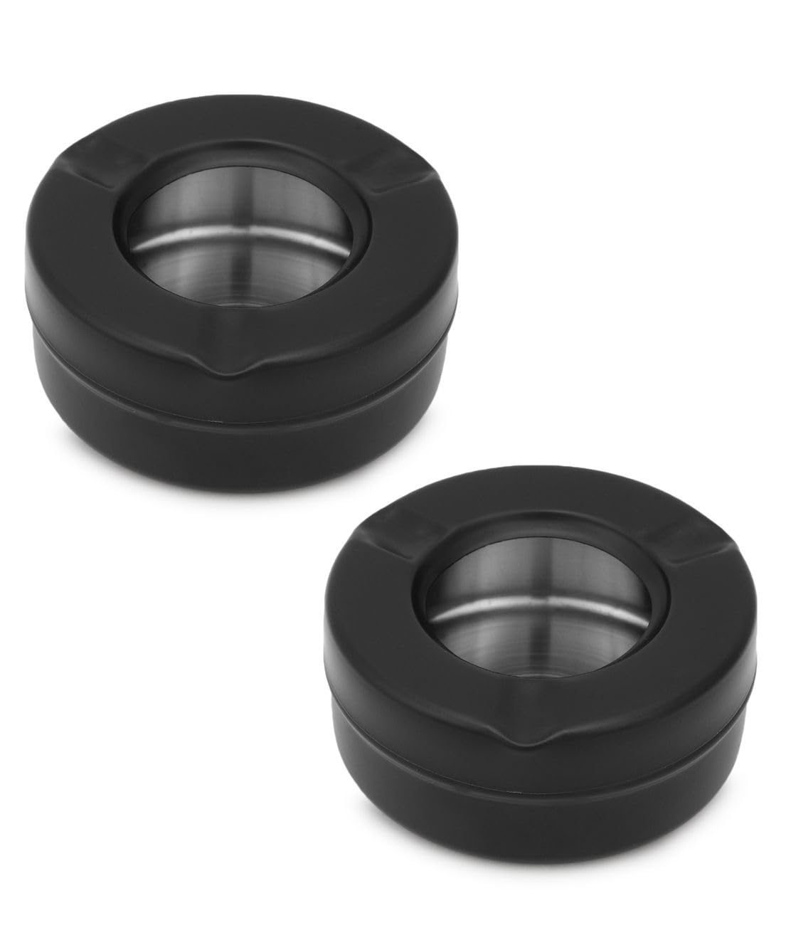 Dynore SS Black Matt Lid Ash Tray Set of 2 DS_1552