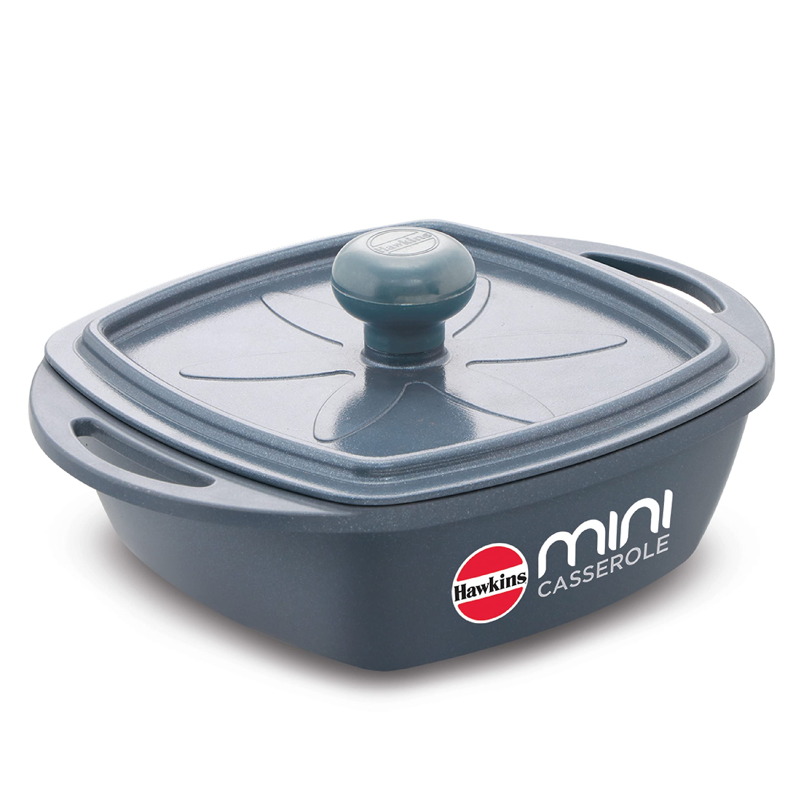 HAWKINS GREY DIE CAST MINI CASSEROLE SQUARE WITH LID 0.75L