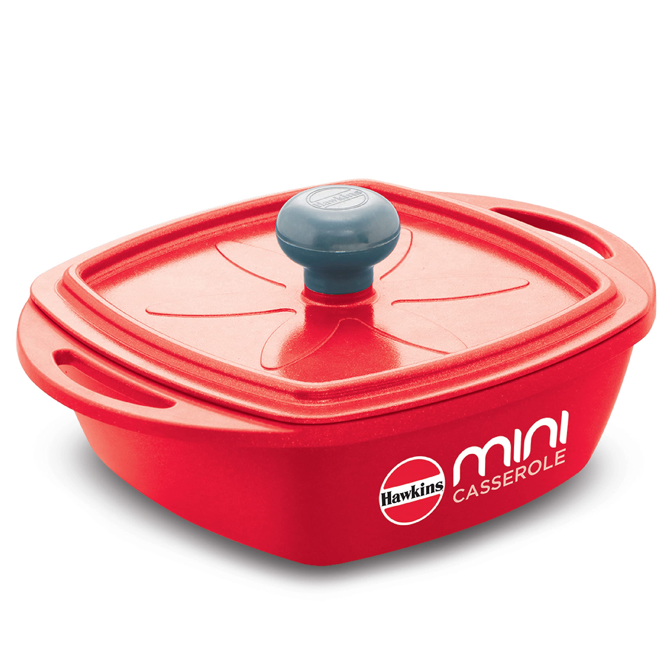 HAWKINS RED DIE CAST MINI CASSEROLE SQUARE WITH LID 0.75L