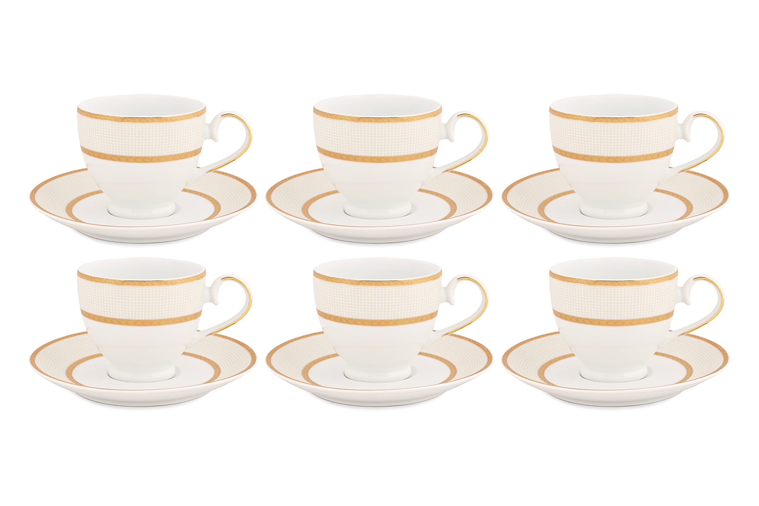 Hitkari Golden Sand Cups & Saucer Plate Set 12