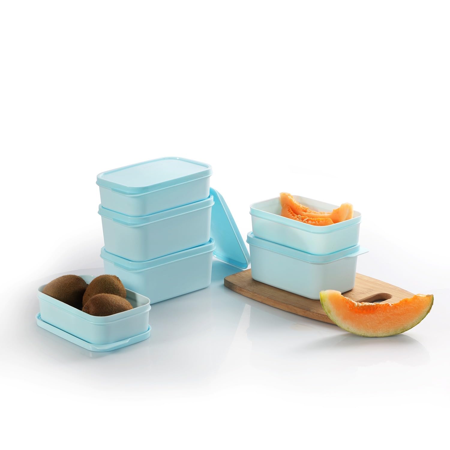 Aquaqlean Opaque Pestal Blue Food Container Set 6