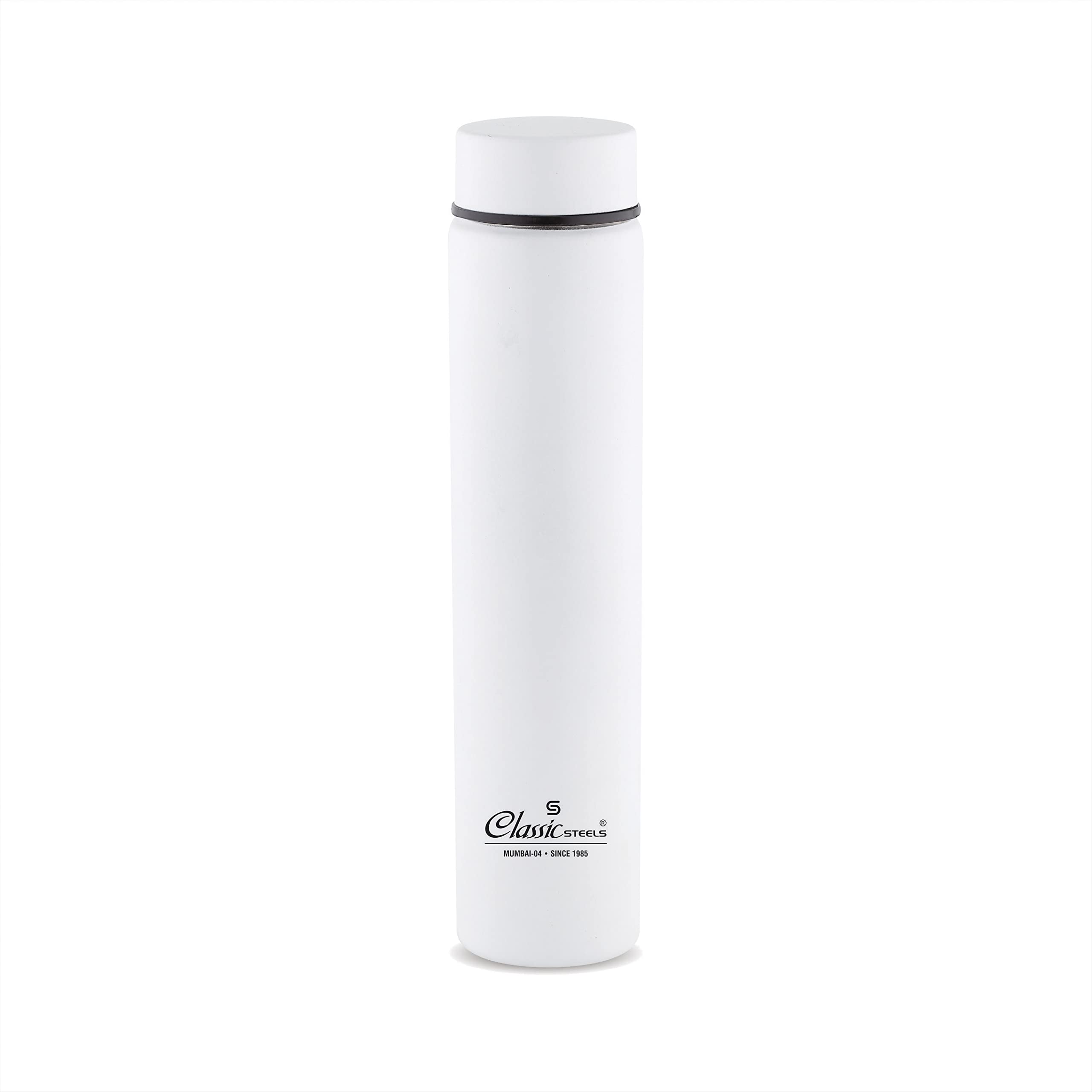 Classic Steels Super Slim Single Wall Water Bottle White 500ML