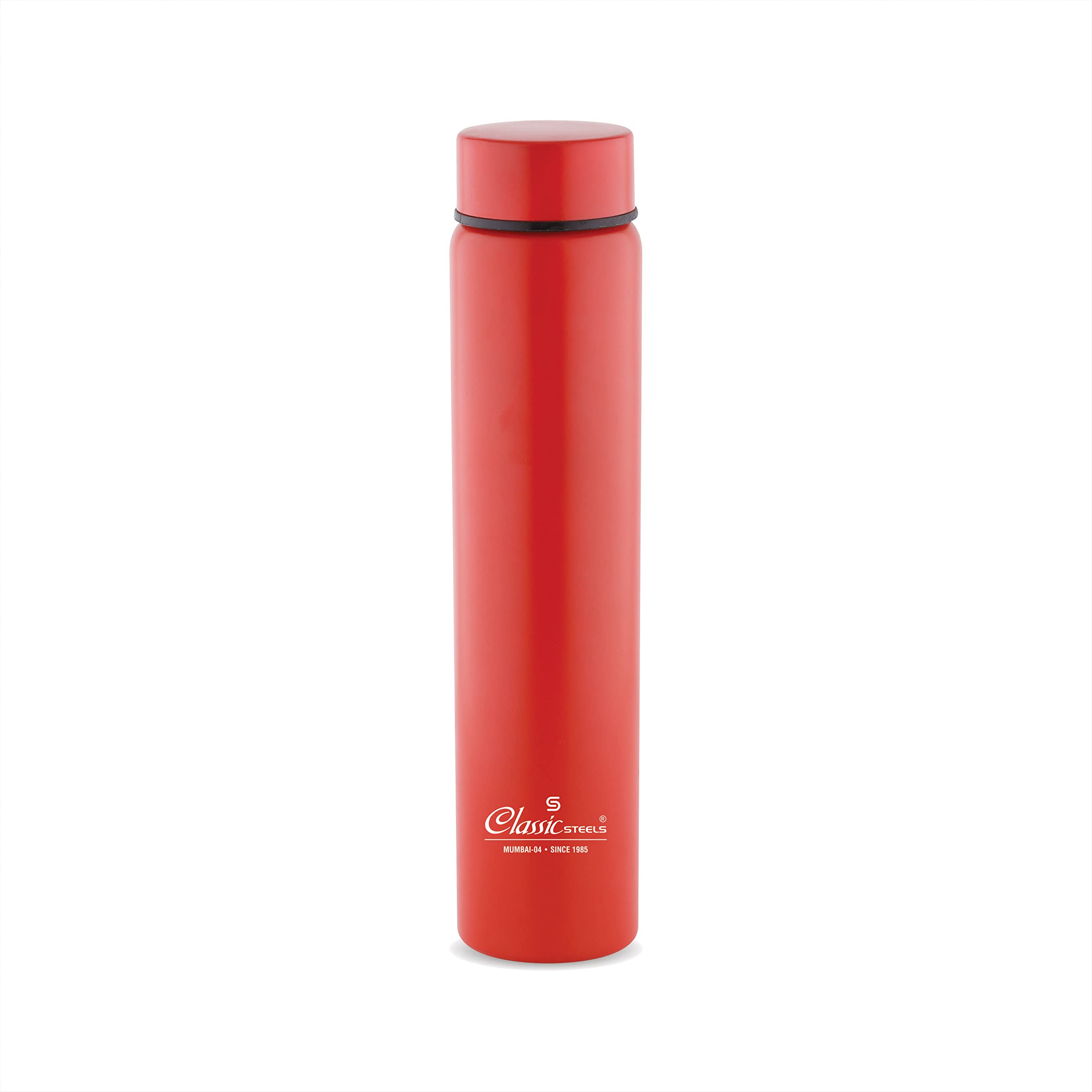 Classic Steels Super Slim Single Wall Water Bottle Red 500ML