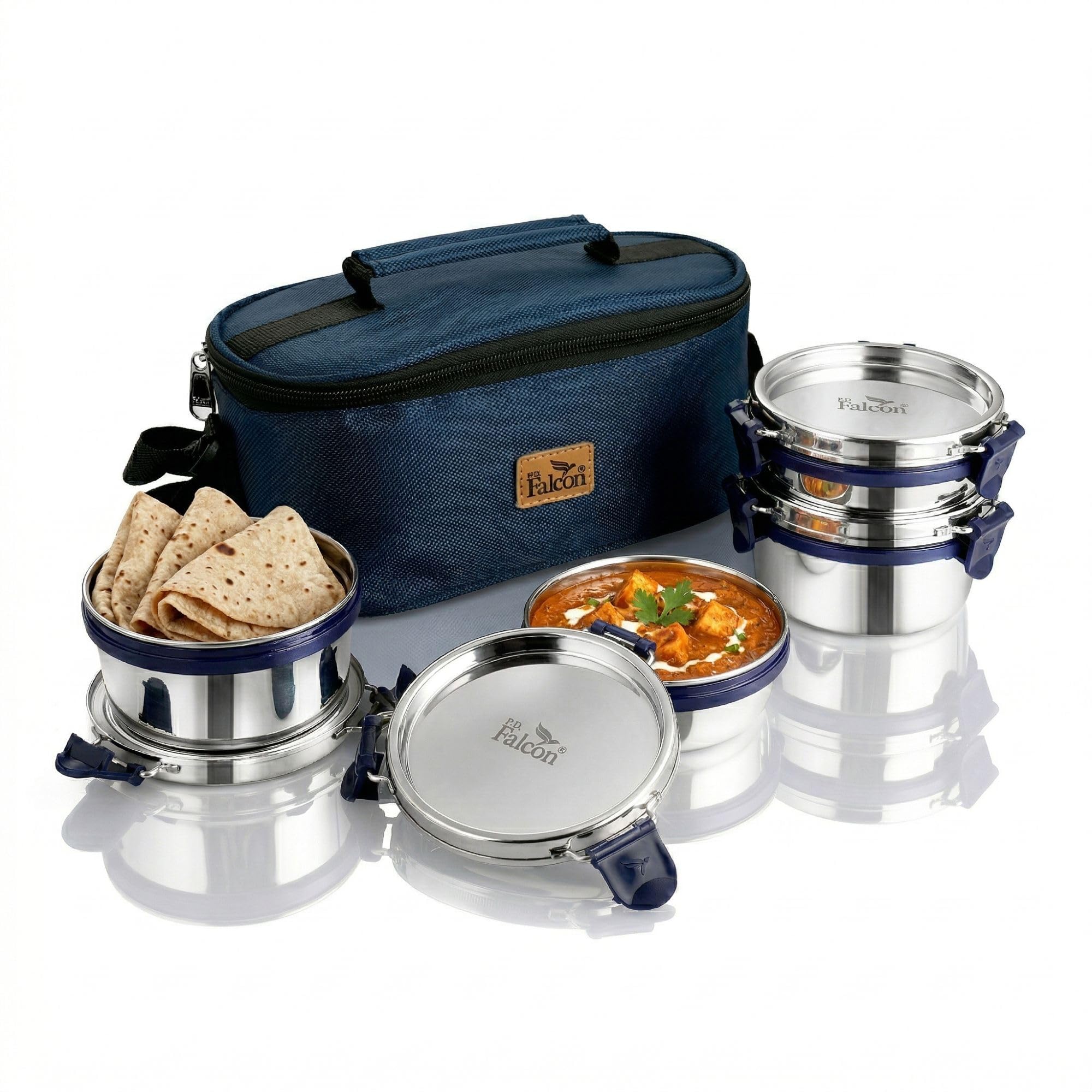 Pddfalcon Eco Nxt Tulip Lunch Box Set of 4 with Bag 1000Ml FP11041