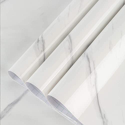 Skin Poster Marble Wall Stickers White Line Marble Gloss 12 x 48 Inch