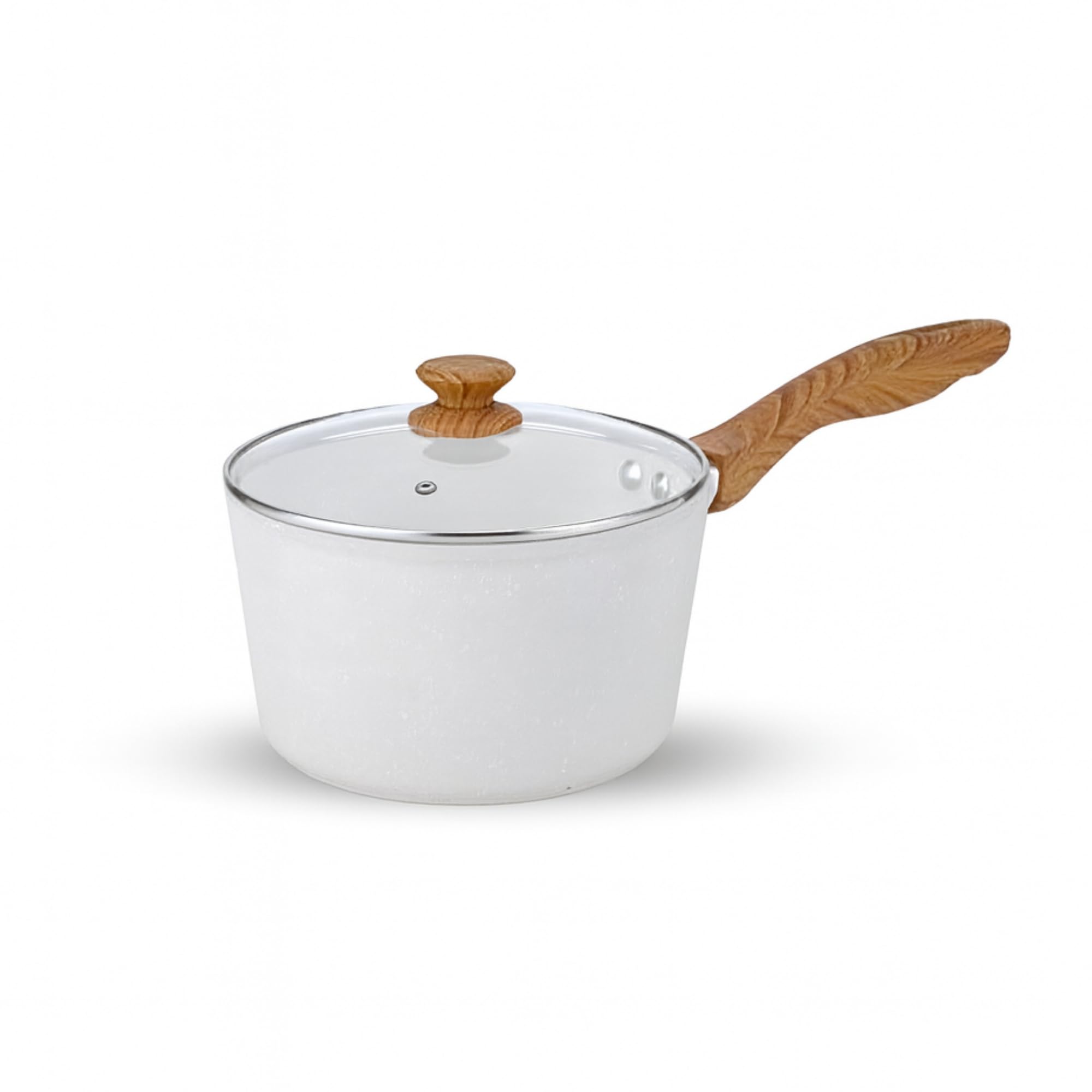 UCOOK SALFORD Forged NS Saucepan with Glass LID IC-160MM White Spatter SF0032