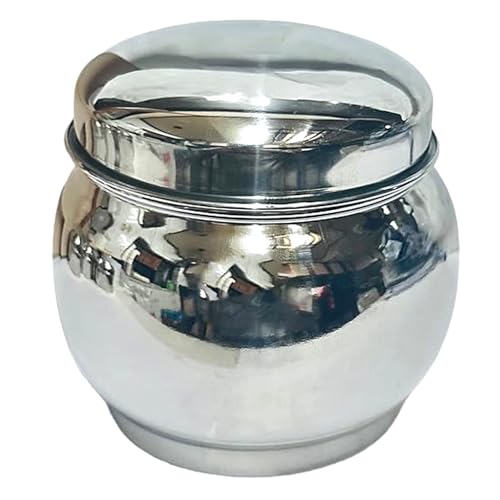 Dynore Stainless Steel Belly Shape Matka Design Fancy Storage/Canister/Container/Dabba- 850 Ml, Silver