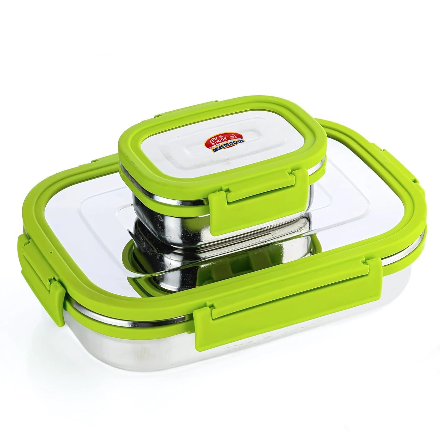 Classic Steels Rectangle Lunch box 650+140ML Small Blue