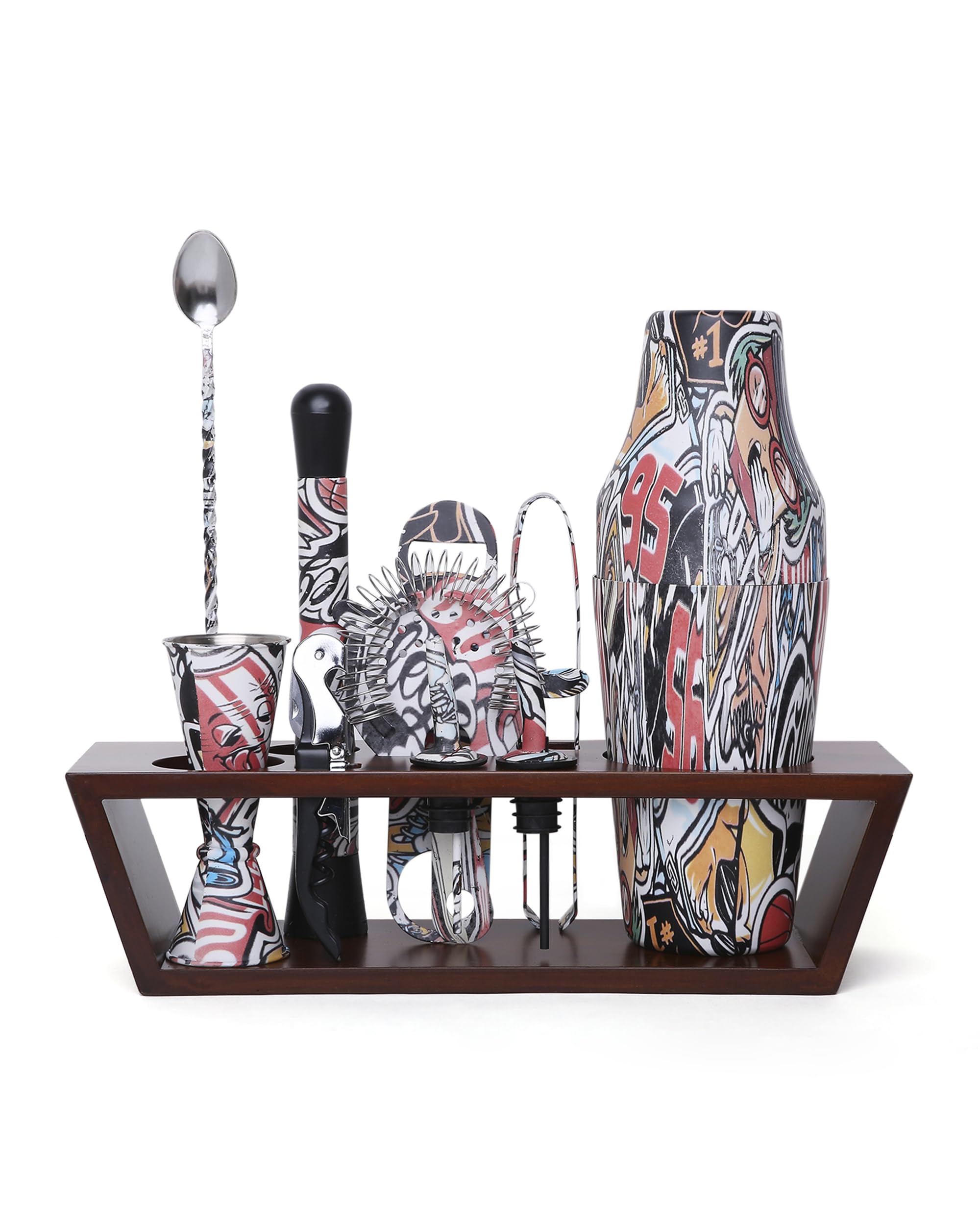 KMW SS 11 PCS Bar Set with Artistic Doodle Finish BRSD210W