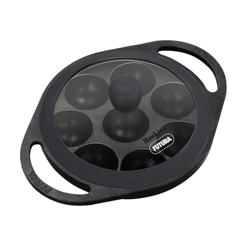 Hawkins Cast Iron Appe Pan 16 cm, 8 cups with Glass lid (CIAP16G)