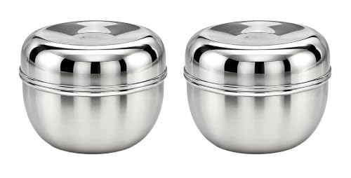 Dynore Apple Shape Storage Container Set Of 2 190ML Silver DS_2262