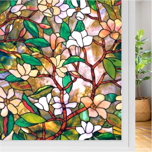 Skin Poster Window Sticker Wallpaper Sheet for Glass Green Flower 12x72 Inch