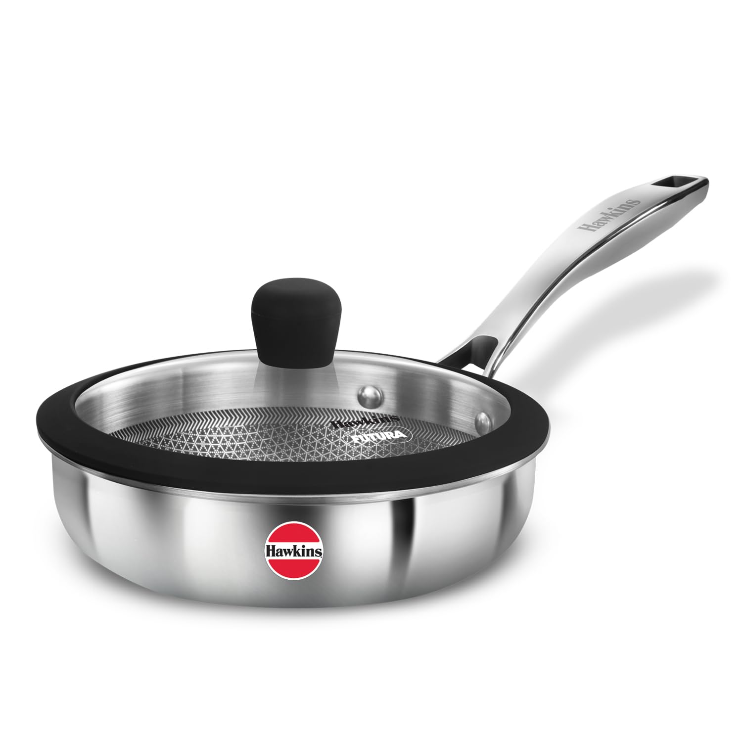 Futura Nonstick Pro Frying Pan 18 cm with Glass Lid and SS Handle, 3 mm (PSNF18G)