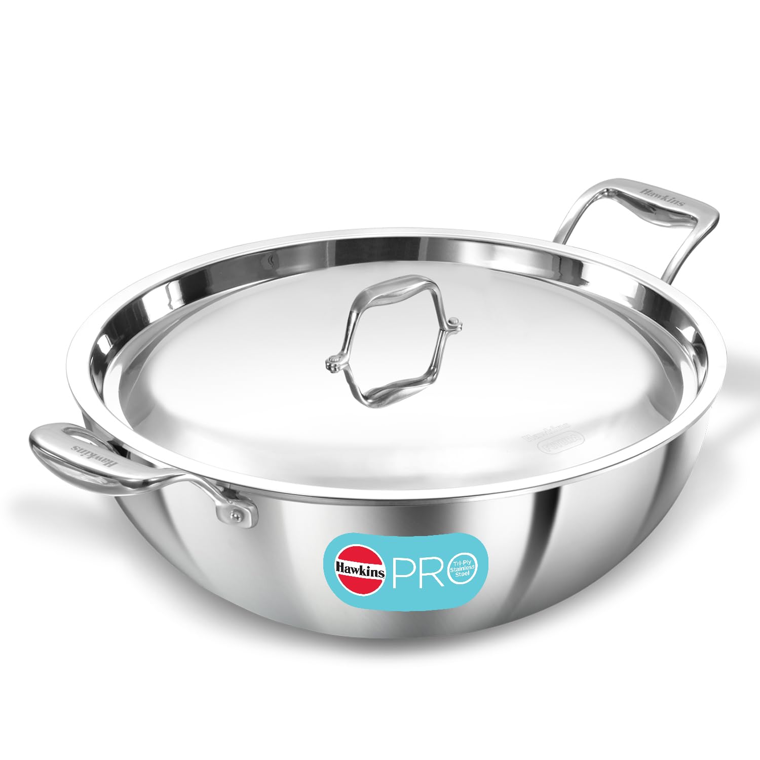 Hawkins Pro Tri-Ply Stainless Steel Deep-Fry Pan 8L, 22 cm, 3 mm with SS lid Induction Compatible (PSK80S)
