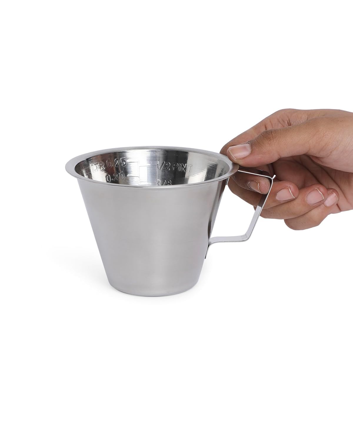KMW Stainless Steel Measuring Jug with Handle Without Base 250ML Pack of 2 N_MJ250