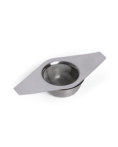 KMW Double Arm Stainless Steel Tea Strainer Set with Drip Bowl 2 Piece Set N_TST209