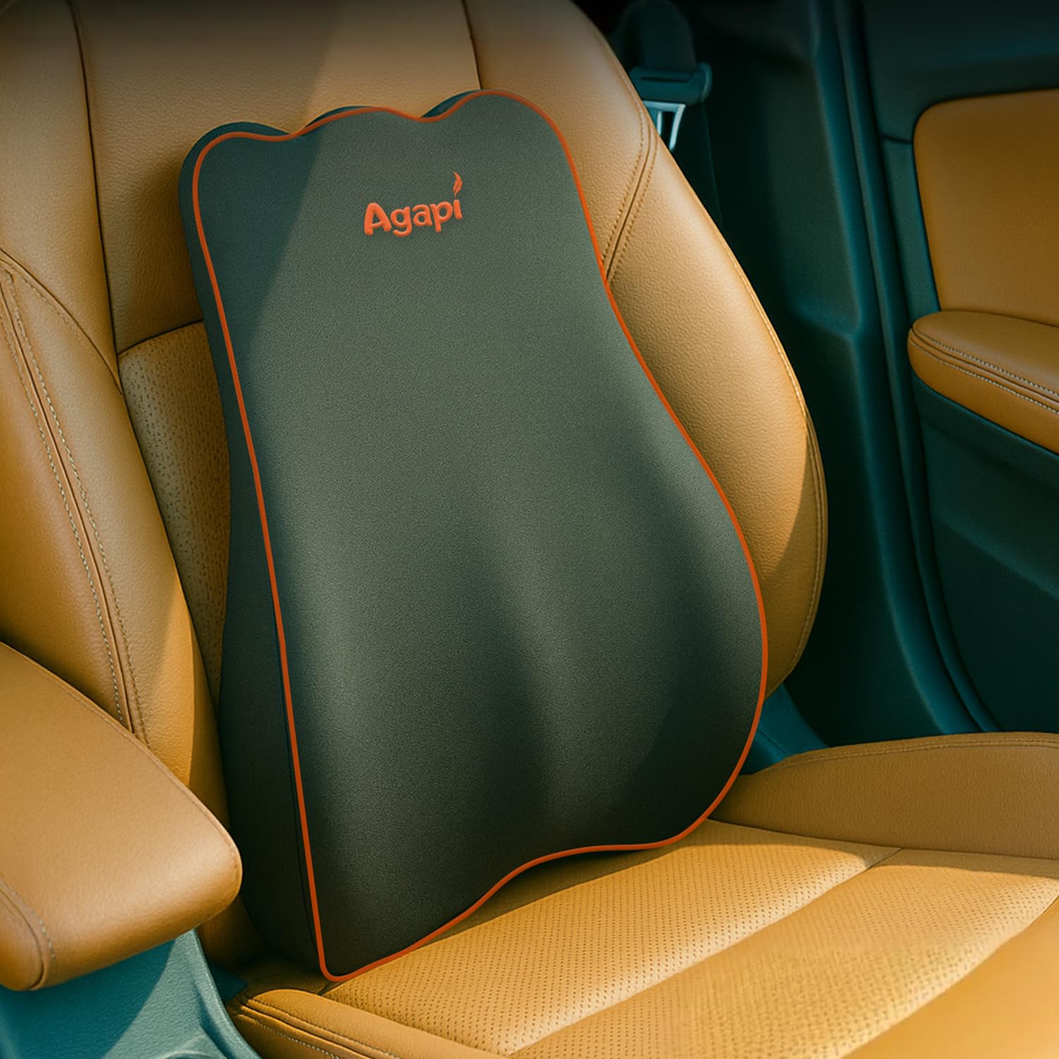 Agapi Elite Pro Car Backrest Cushion for Lumbar Support & Back Pain Relief While Driving — 1 Year Warranty | Orthopedic Car Seat Cushion for Comfortable Long Rides | Breathable Cover (Black)