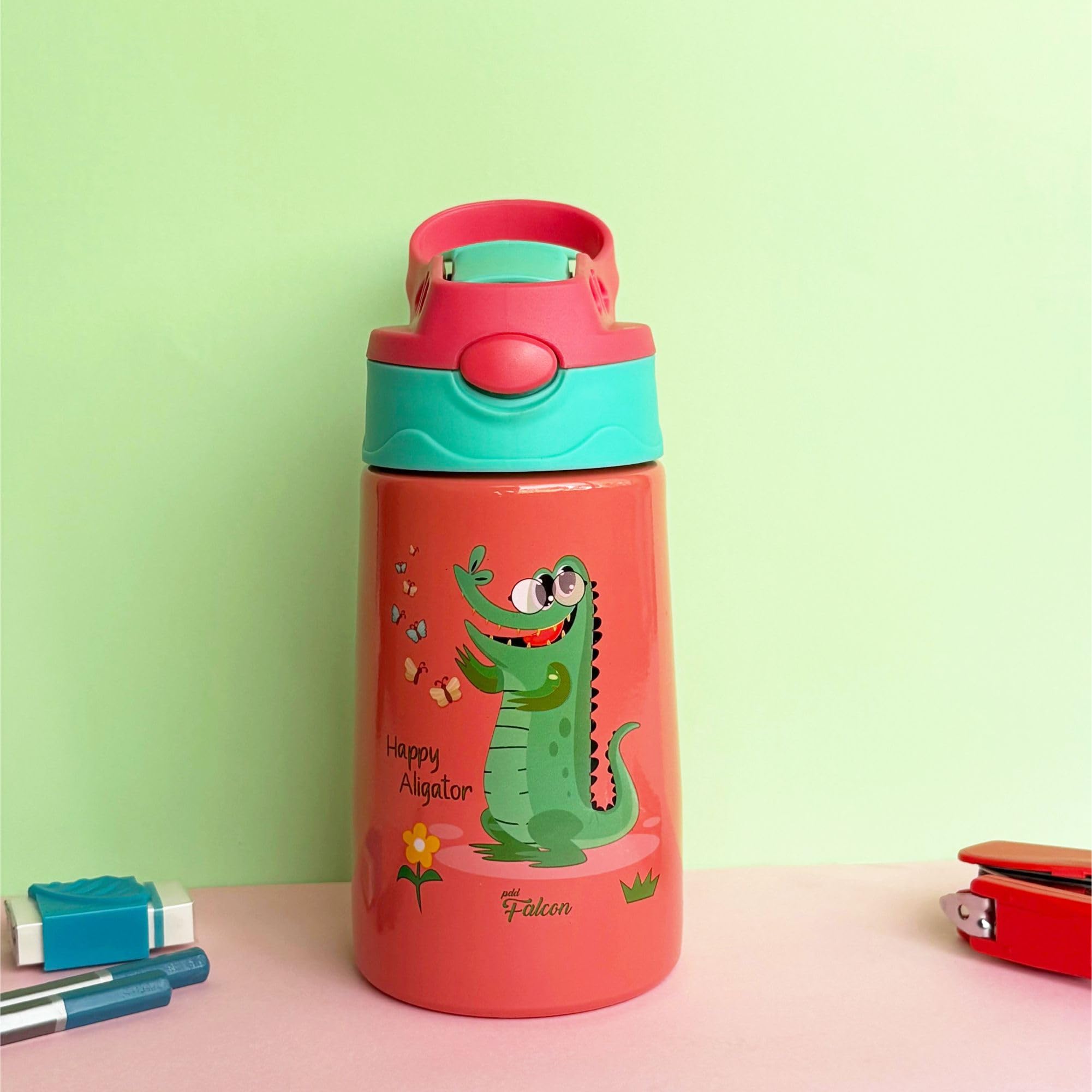 Pddfalcon Water Bottle Sippy DW Aligator 350ML Red FP07022