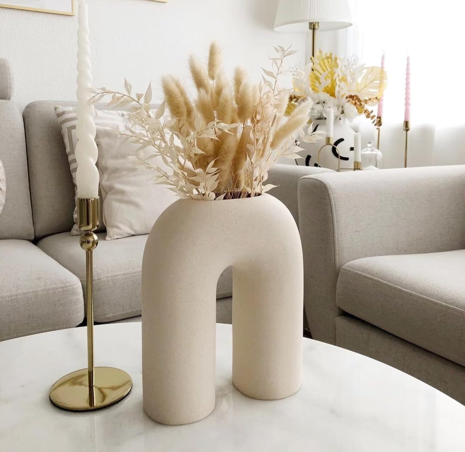Homeatomy Ceramic U-Shape Flower Vase