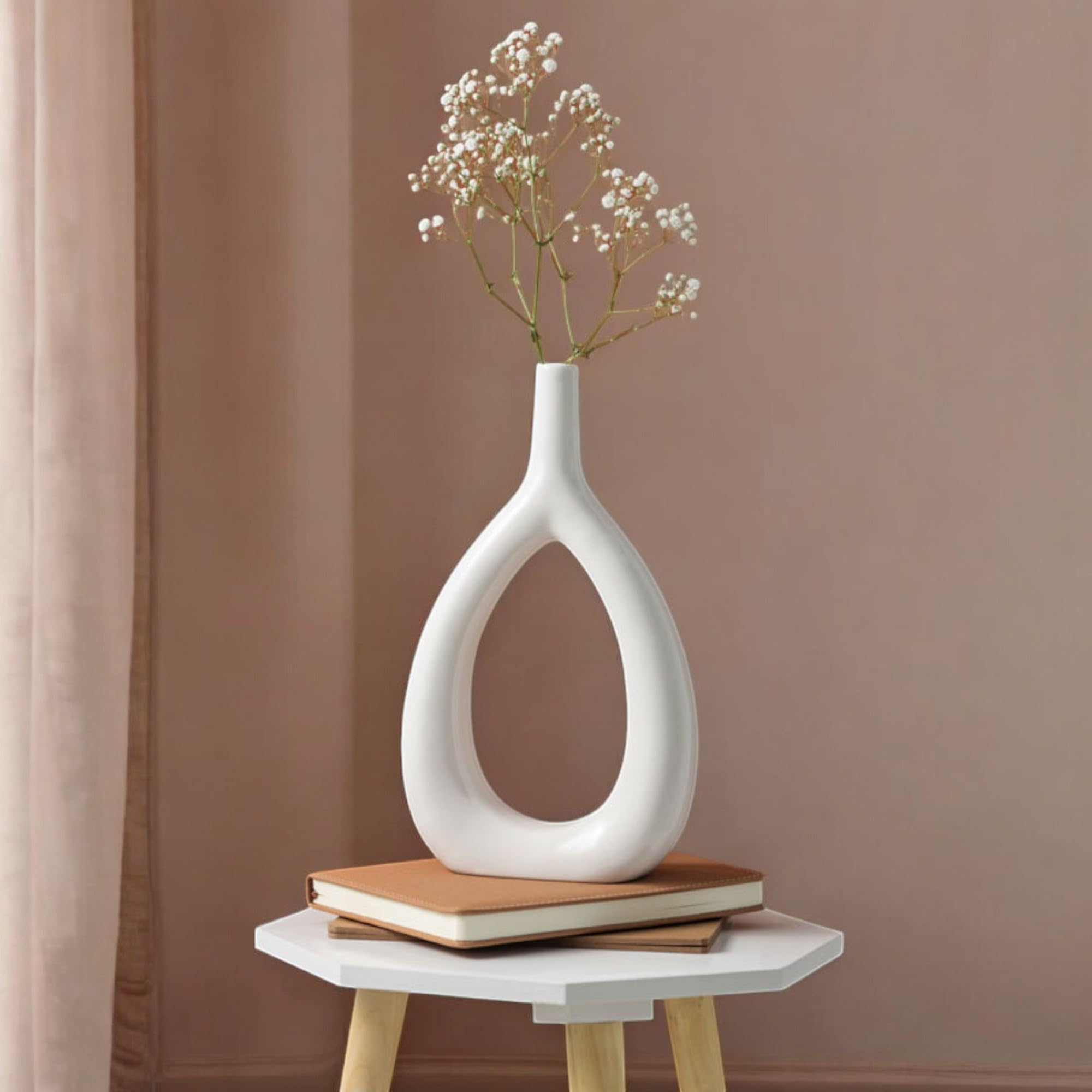 Homeatomy Ceramic Bud Vase Wave Pebble White