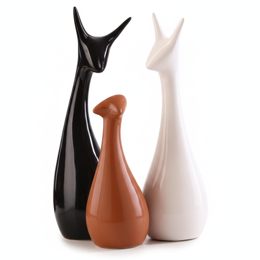 Homeatomy Deer Family Showpieces Black Brown & White