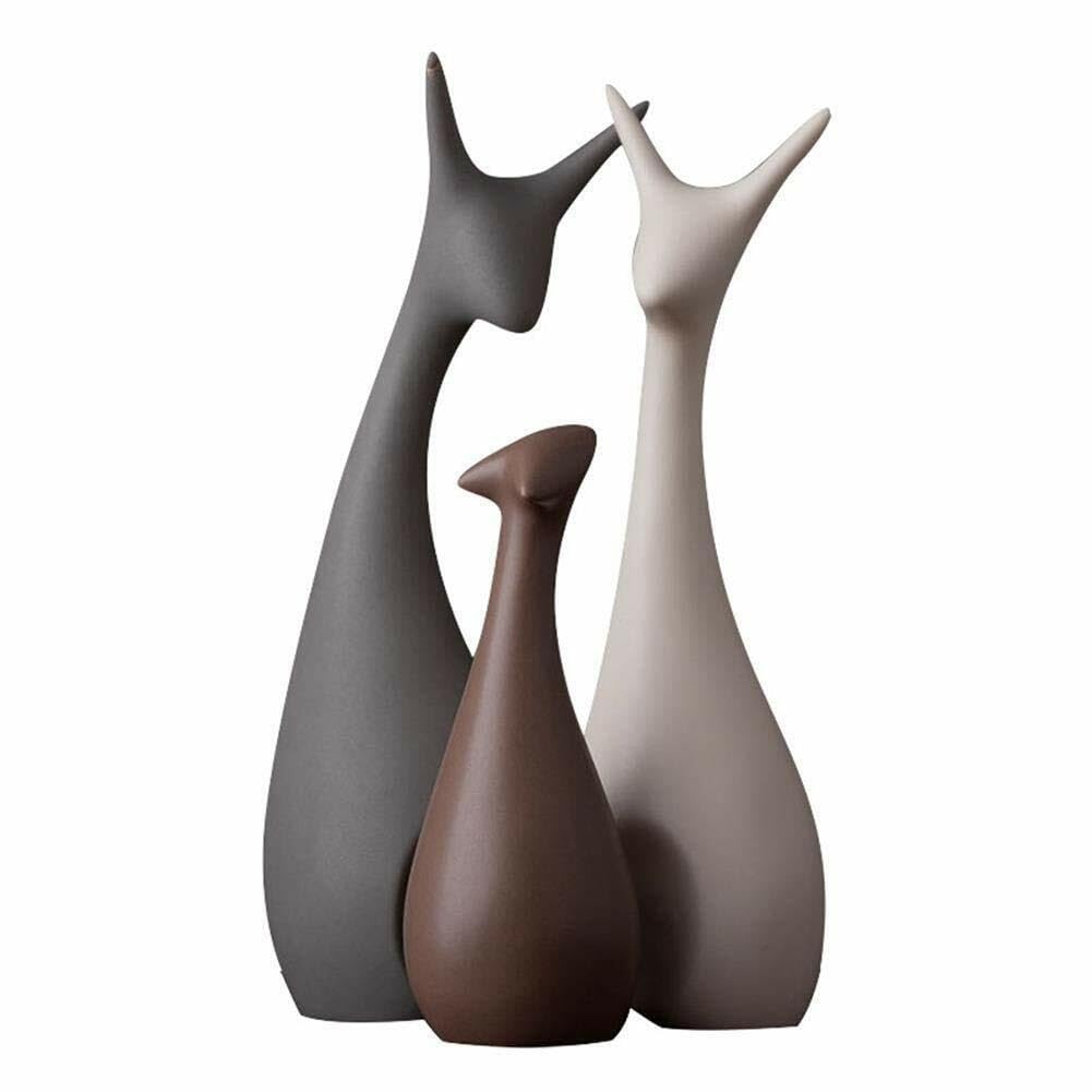 Homeatomy Deer Family Showpieces Matte Black Brown & White