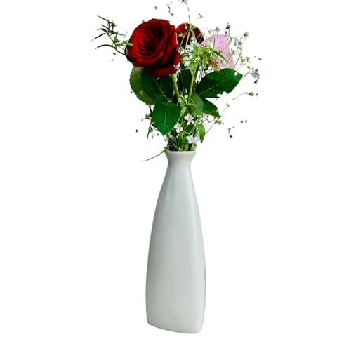 Homeatomy™ Bottle Vase – White Ceramic | Elegant Bottle-Shaped Flower or Money Plant Vase for Home Décor