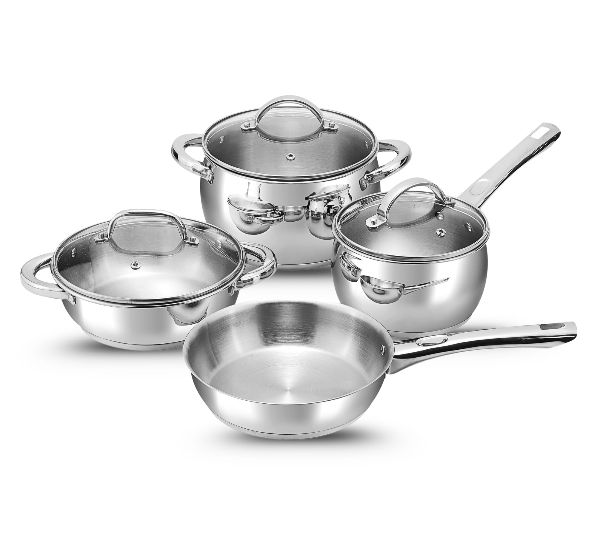 VC890 Vinod Set 4 Letten Frypan 1.5L Kadai 2L Saucepan 2.2L Saucepot 4.2L with GL ILC4