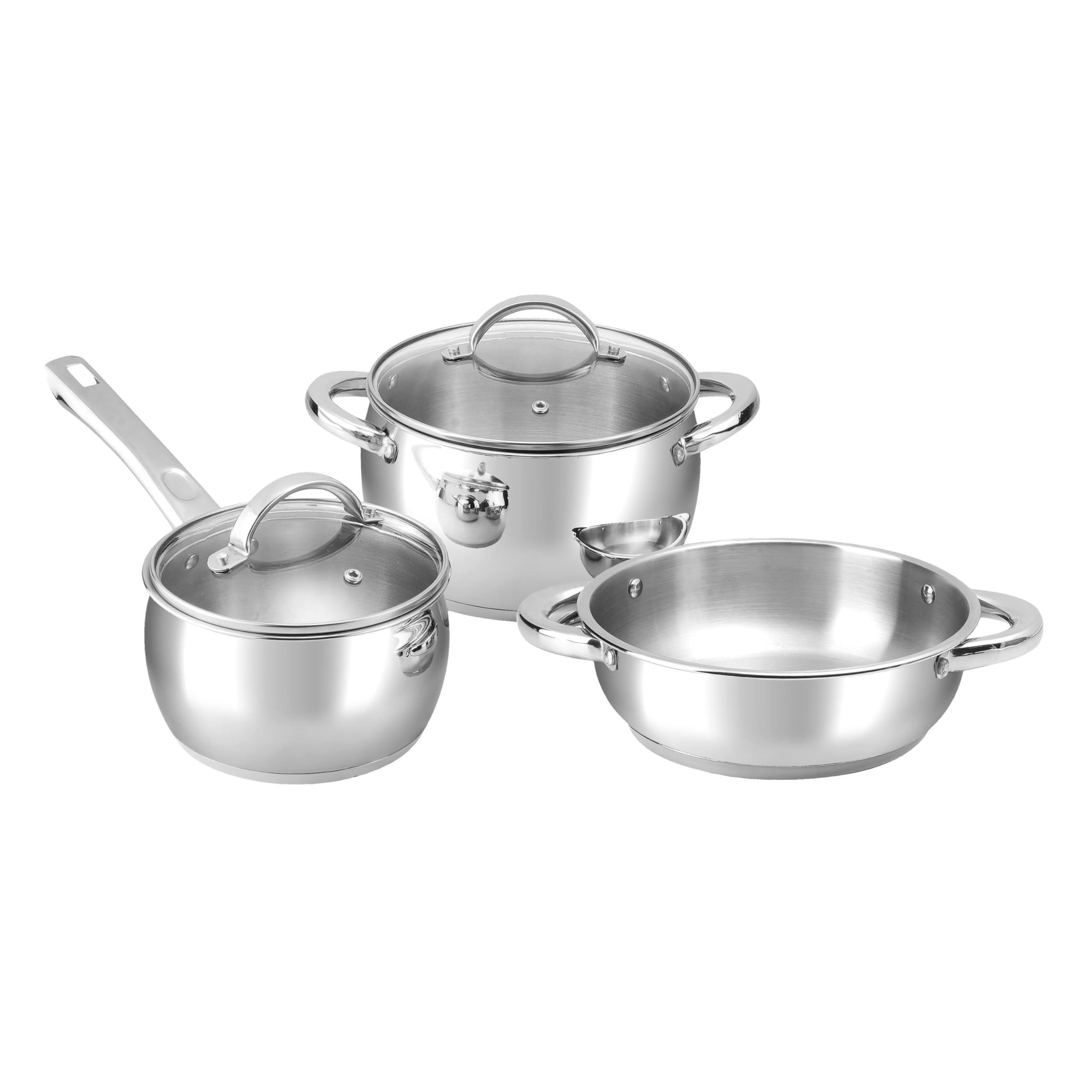 VC889 Vinod Set 3 Letten Kadai 2L Saucepan 2.2L Saucepot 4.2L with GL ILC3